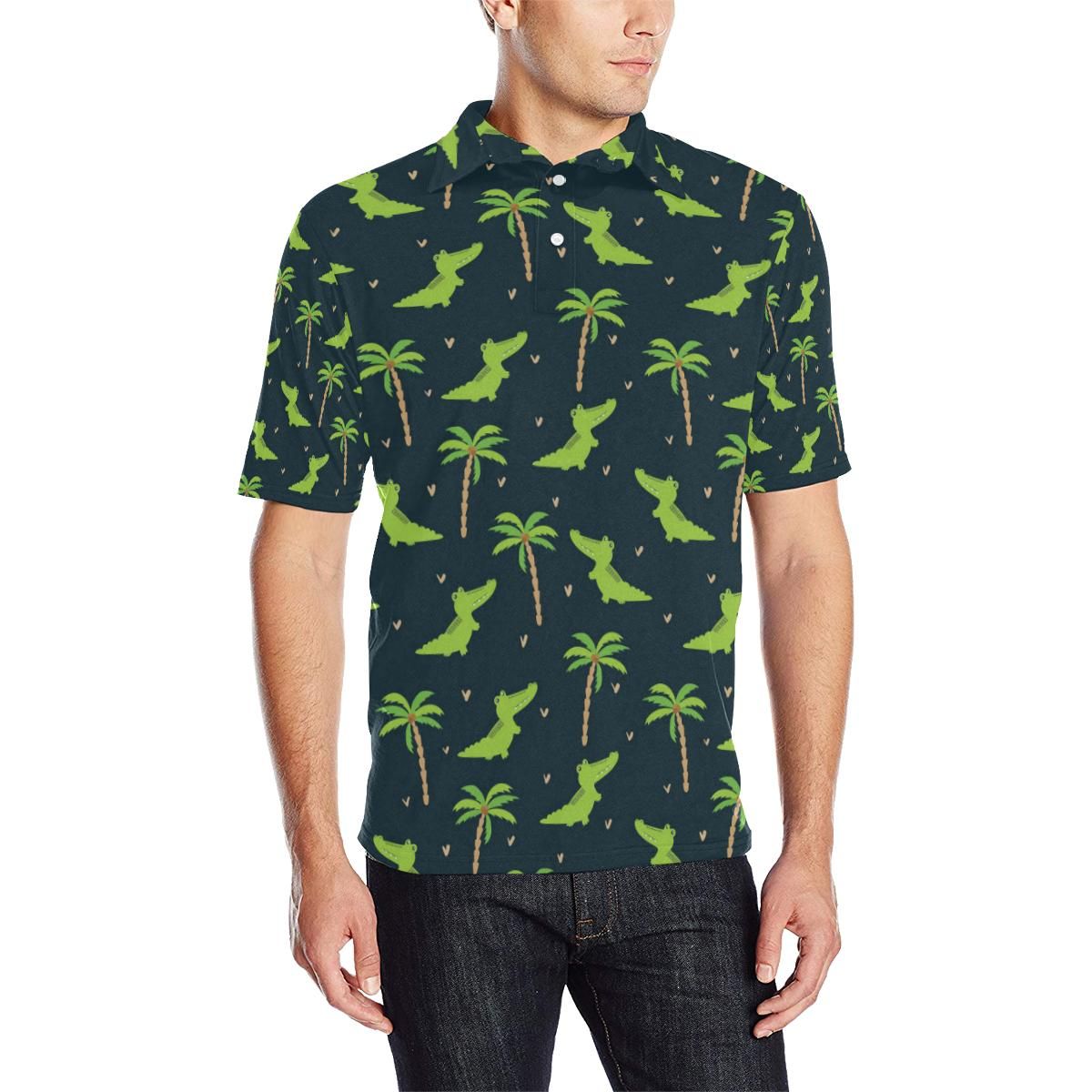 Alligator Pattern Print Design 02 Men Polo Shirt Alligator Pattern Print Design 02 Men Polo Shirt