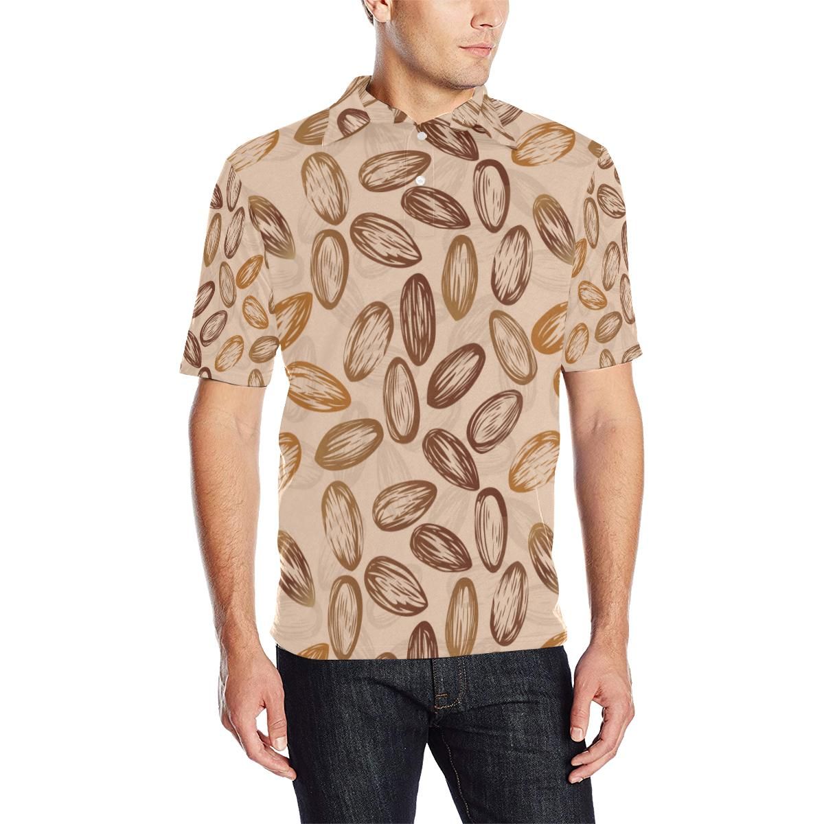 Almond Pattern Print Design 02 Men Polo Shirt Almond Pattern Print Design 02 Men Polo Shirt