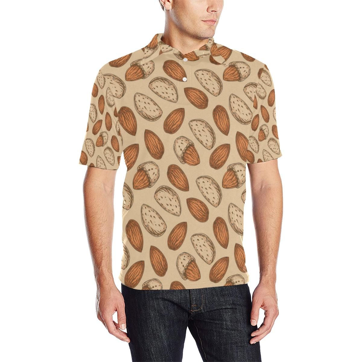 Almond Pattern Print Design 04 Men Polo Shirt Almond Pattern Print Design 04 Men Polo Shirt