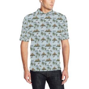 Aloha Hawaii Island Design Themed Print Men Polo Shirt