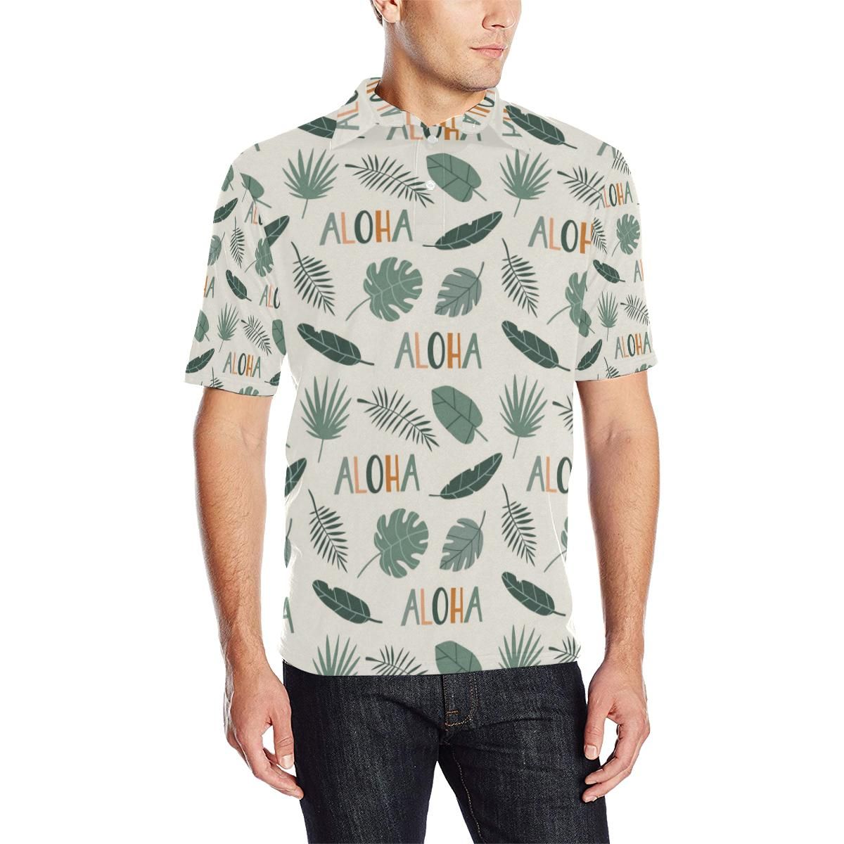 Aloha Hawaii Pattern Print Design 05 Men Polo Shirt Aloha Hawaii Pattern Print Design 05 Men Polo Shirt