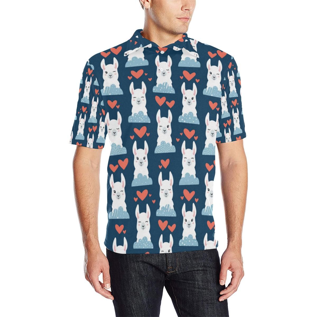 Alpaca Love Pattern Print Design 05 Men Polo Shirt Alpaca Love Pattern Print Design 05 Men Polo Shirt