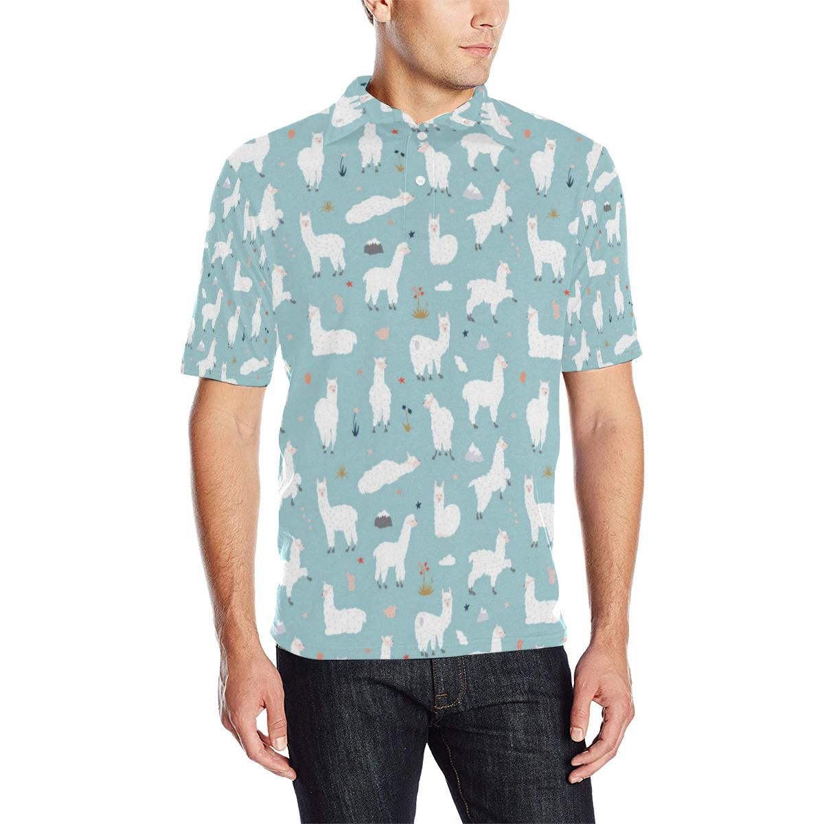 Alpaca Pattern Print Design 02 Men Polo Shirt Alpaca Pattern Print Design 02 Men Polo Shirt