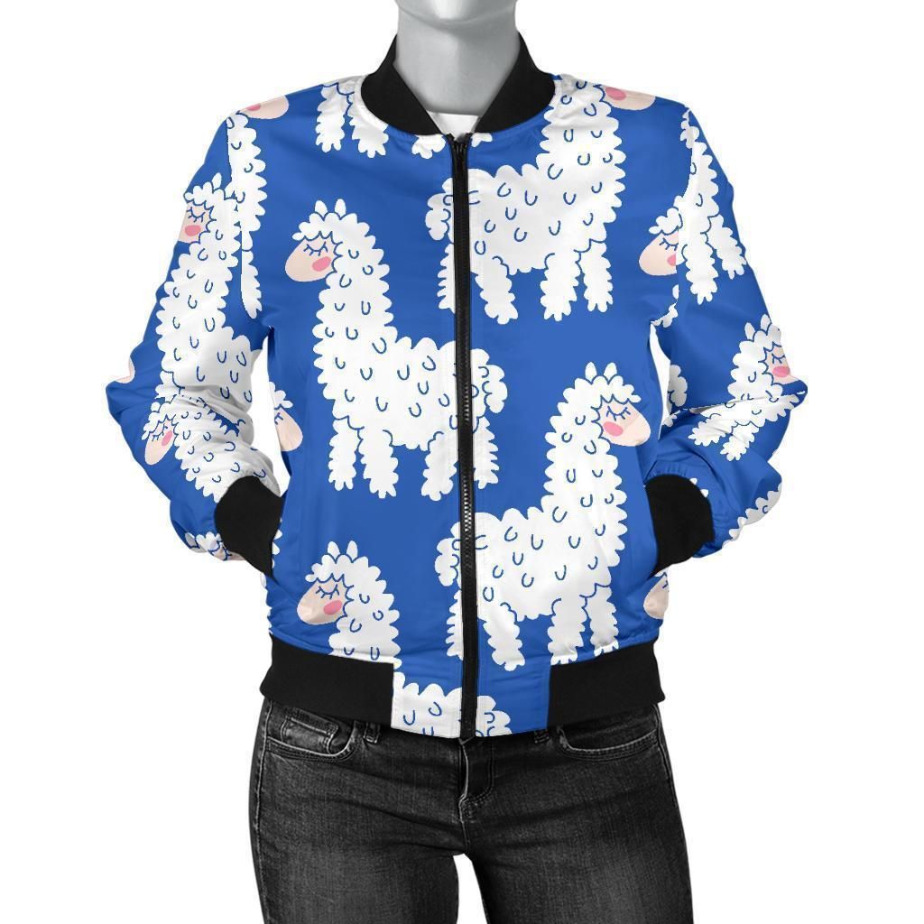 Alpaca-Print-Pattern-Women-Casual-Bomber-Jacket-1