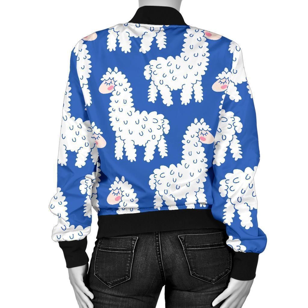 Alpaca-Print-Pattern-Women-Casual-Bomber-Jacket-2