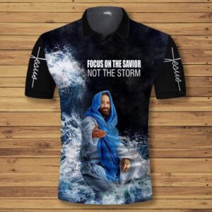 Amazing Christian Jesus Focus On The Savior Not The Storm Polo Shirt