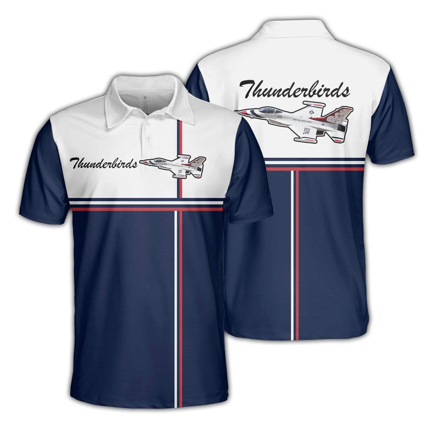 Amazing Thunderbirds Navy White Polo Shirt #190621L Amazing Thunderbirds Navy White Polo Shirt #190621L