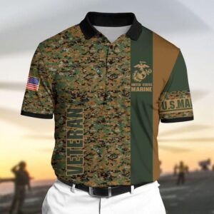 Amazing Us Marine Veteran Camo Polo Shirt