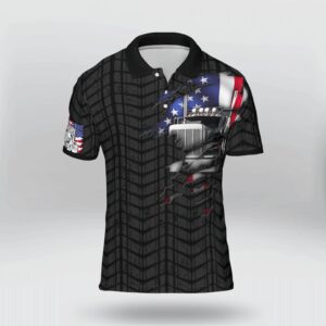 Amazing Us Trucker Black Crack Polo Shirt