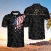 American Flag Bowling Black Pattern Polo Shirt