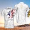 American Flag Crack Bowling White Pattern Polo Shirt