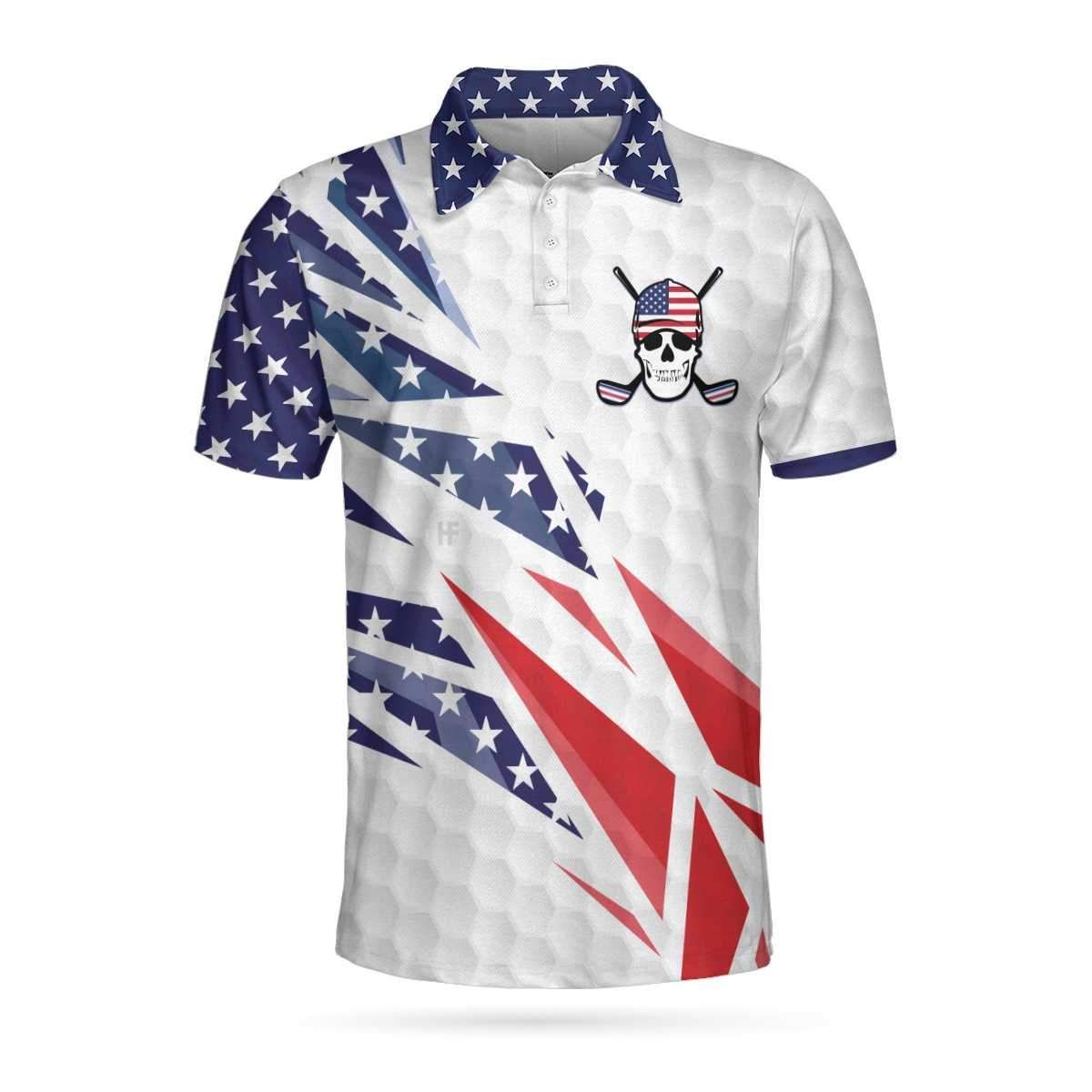 American Flag Golf Texture Skull 3D All Over Printed Polo Shirt American Flag Golf Texture Skull 3D All Over Printed Polo Shirt