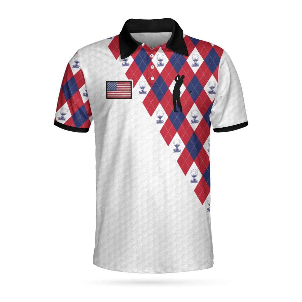 American Flag With Golf Argyle Pattern 3D Short Sleeve Golf Polo Shirt American Flag With Golf Argyle Pattern 3D Short Sleeve Golf Polo Shirt