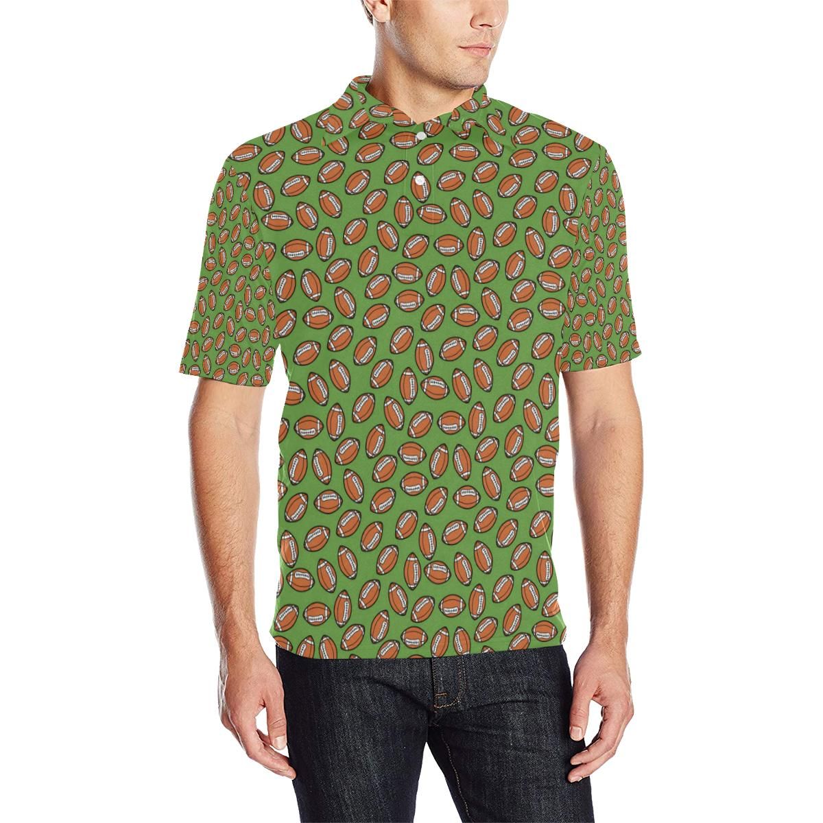 American Football On Green Design Men Polo Shirt American Football On Green Design Men Polo Shirt