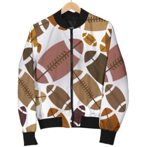 American Football Rugby Ball Pattern Print Women Casual Bomber Jacket