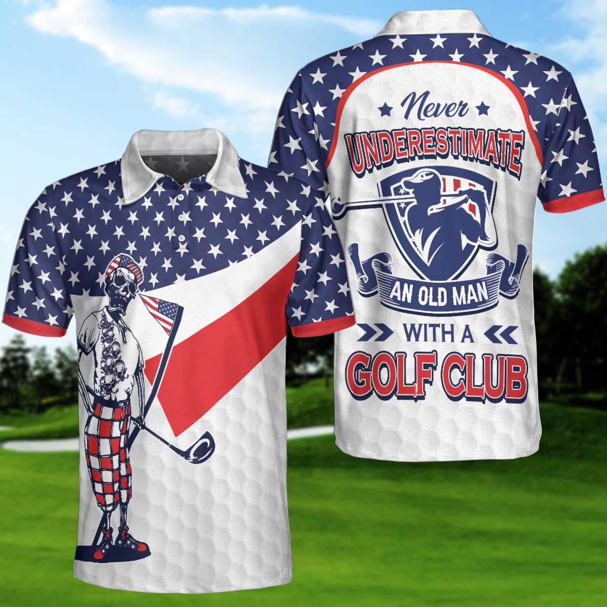 American Golf Skull Unisex Polo Shirt For Golfer #H American Golf Skull Unisex Polo Shirt For Golfer #H