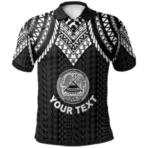 American Samoa Custom Personalised Polo Shirt - Polynesian Armor Style Black - BN39