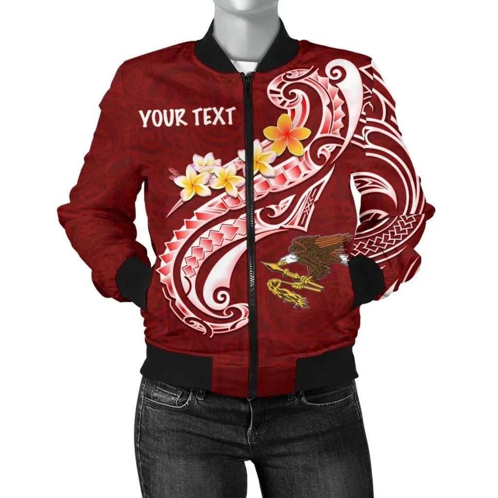 American Samoa Custom Personalised Women's Bomber Jacket - AS Seal Polynesian Patterns Plumeria - BN25 Bomber Jacket American Samoa Custom Personalised Women's Bomber Jacket - AS Seal Polynesian Patterns Plumeria - BN25 Bomber Jacket