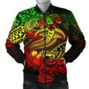 American Samoa Men's Bomber Jacket - Reggae Shark Polynesian Tattoo - BN18 Bomber Jacket