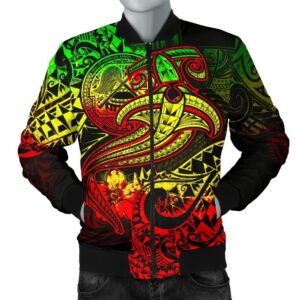 American Samoa Men's Bomber Jacket - Reggae Shark Polynesian Tattoo - BN18 Bomber Jacket