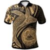 American Samoa Polo Shirt - Humpback Whale & Coat of Arms Gold - BN1922