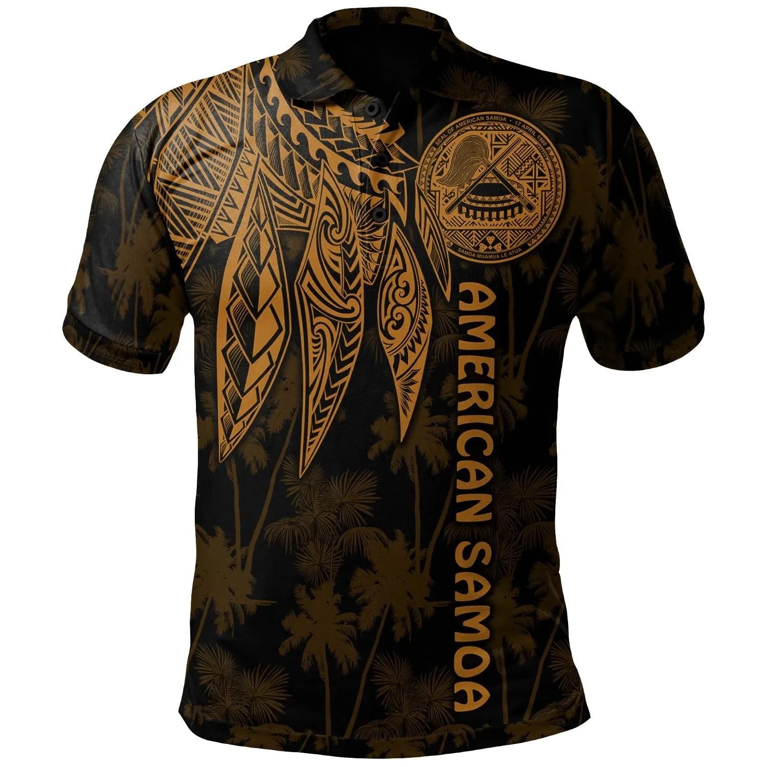 American Samoa Polo Shirt - Polynesian Wings (Golden) - BN15 American Samoa Polo Shirt - Polynesian Wings (Golden) - BN15