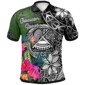 American Samoa Polo Shirt - Turtle Plumeria Banana Leaf - BN11