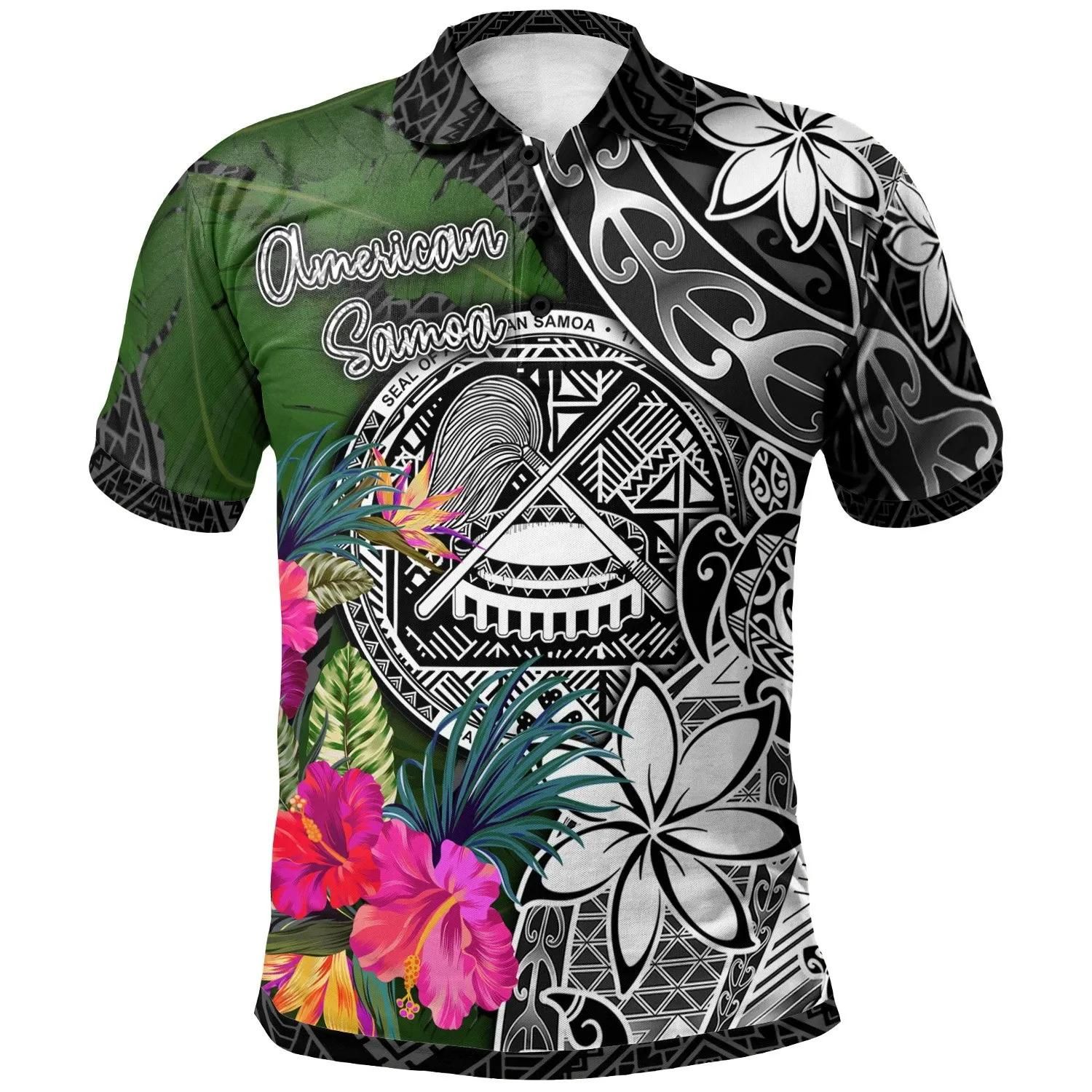 American Samoa Polo Shirt - Turtle Plumeria Banana Leaf - BN11 American Samoa Polo Shirt - Turtle Plumeria Banana Leaf - BN11