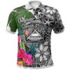 American Samoa Polo Shirt White - Turtle Plumeria Banana Leaf - BN11