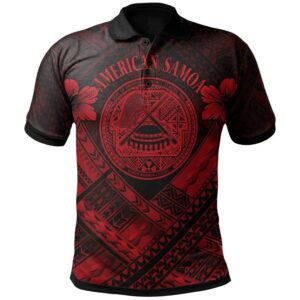 American Samoa Polo Shirts - AS Red Seal Polynesian Patterns - BN18