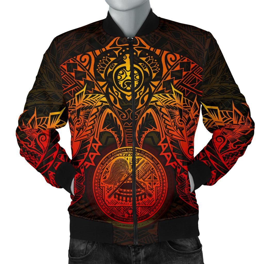 American Samoa Polynesian Bomber Jacket (Men) - Red Turtle Manta Ray - BN18 Bomber Jacket American Samoa Polynesian Bomber Jacket (Men) - Red Turtle Manta Ray - BN18 Bomber Jacket