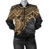 American Samoa Polynesian Bomber Jacket (Women) - Gold Turtle - BN1518 Bomber Jacket