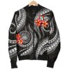 American Samoa Polynesian Men Bomber Jacker - Black Plumeria - BN11 Bomber Jacket