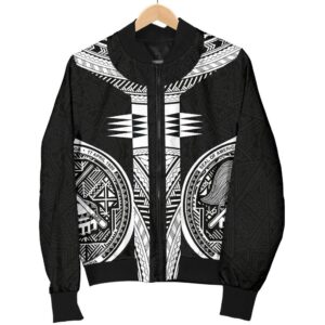 American Samoa Polynesian Men Bomber Jacket - Black Armor Tattoo - BN11