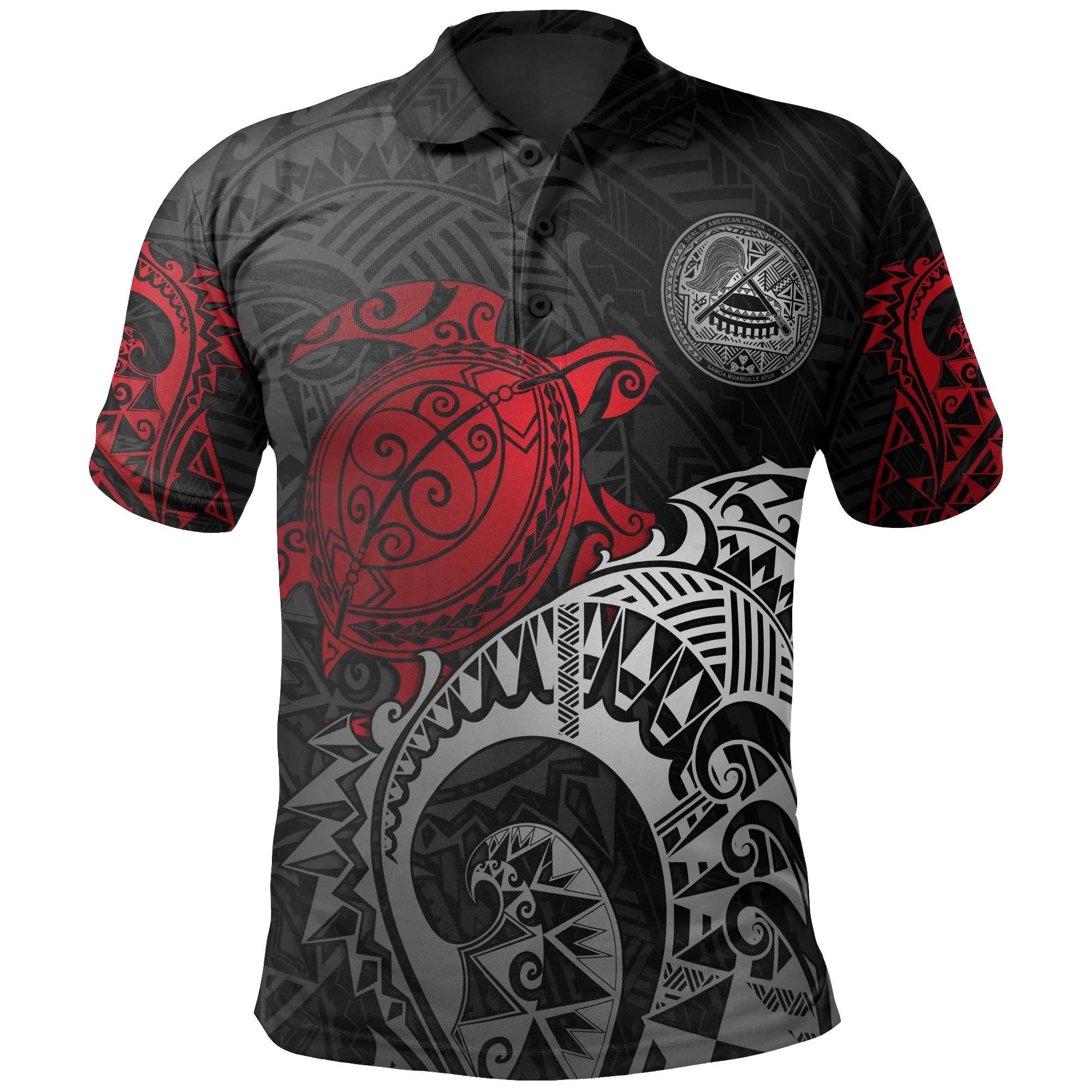 American Samoa Polynesian Polo Shirt - Polynesian Turtle (Red) - BN15 American Samoa Polynesian Polo Shirt - Polynesian Turtle (Red) - BN15
