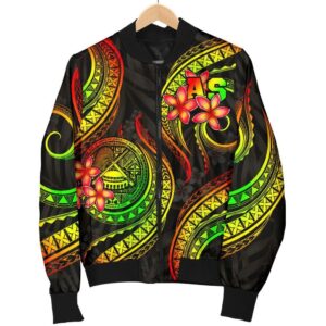 American Samoa Polynesian Women Bomber Jacket - Reggae Plumeria - BN11 Bomber Jacket