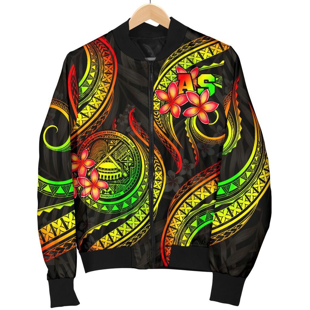 American Samoa Polynesian Women Bomber Jacket - Reggae Plumeria - BN11 Bomber Jacket American Samoa Polynesian Women Bomber Jacket - Reggae Plumeria - BN11 Bomber Jacket