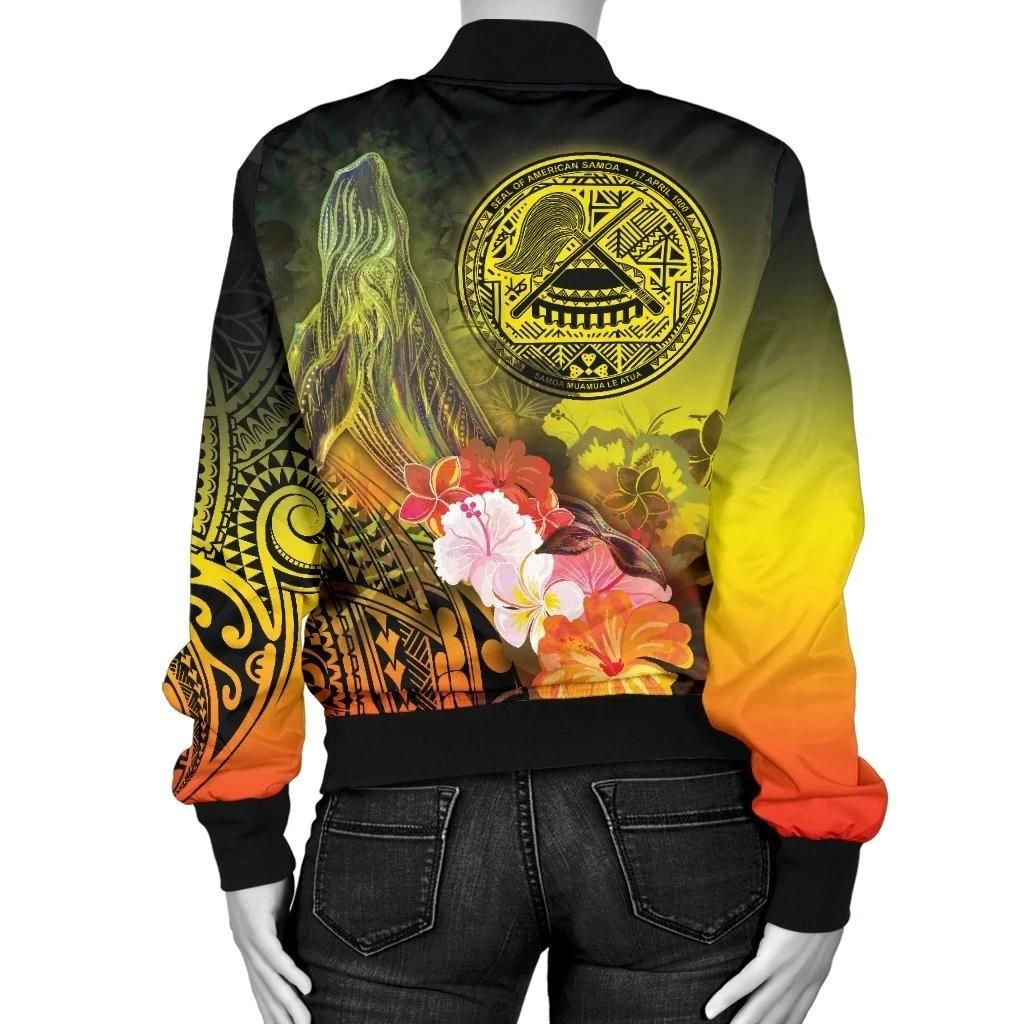 American-Samoa-Polynesian-Womens-Bomber-Jacket-Humpback-Whale-with-Tropical-Flowers-BN18-Bomber-Jacket-1