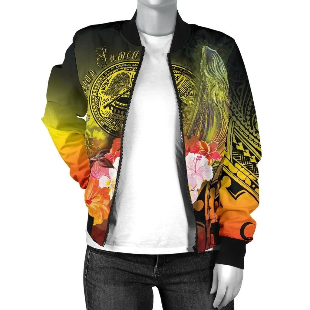 American-Samoa-Polynesian-Womens-Bomber-Jacket-Humpback-Whale-with-Tropical-Flowers-BN18-Bomber-Jacket-2