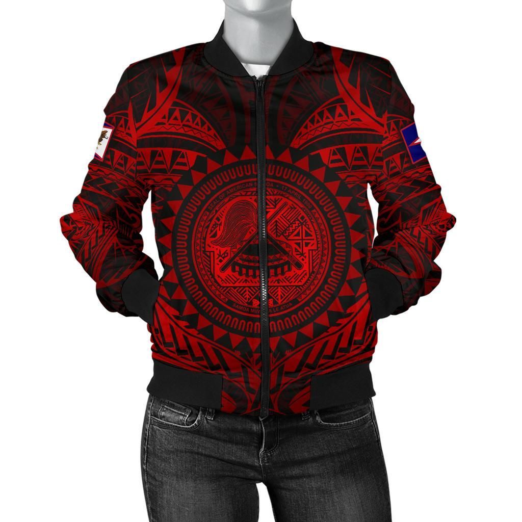 American Samoa Polynesian Women's Bomber Jacket - Red Seal - BN18 Bomber Jacket American Samoa Polynesian Women's Bomber Jacket - Red Seal - BN18 Bomber Jacket