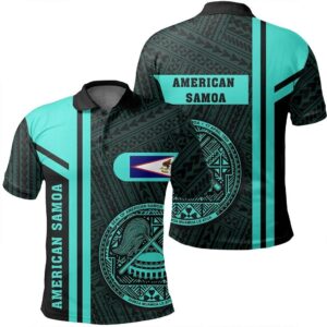 American Samoa Turquoise Polo Shirt- Boba Style - AH - J14