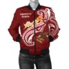 American Samoa Women's Bomber Jacket  - AS Seal  Polynesian Patterns Plumeria - BN25 Bomber Jacket