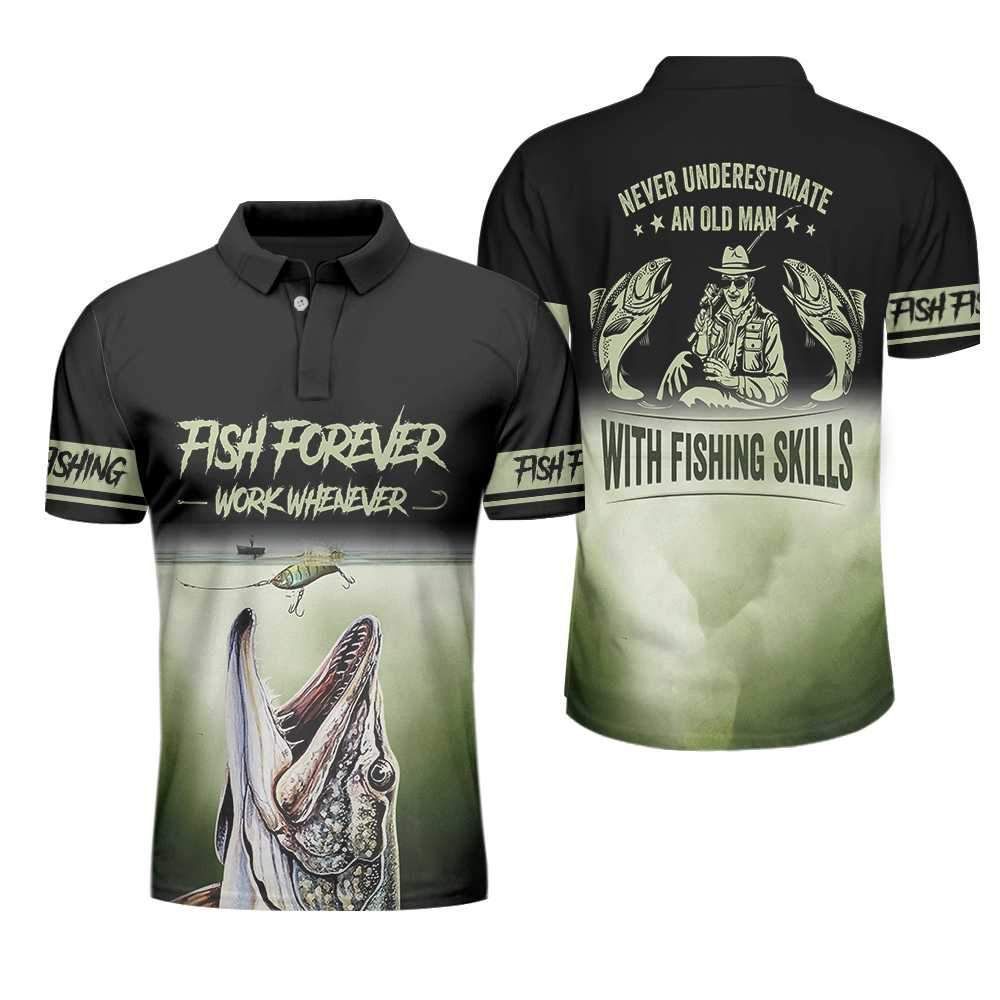 An Old Man With Fishing Skills Polo Shirt #H An Old Man With Fishing Skills Polo Shirt #H