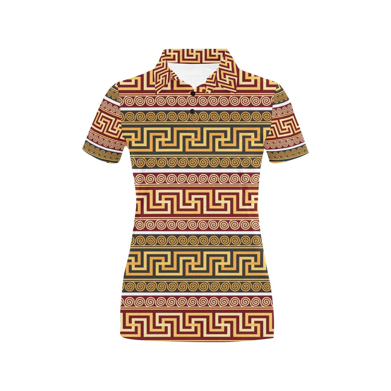 Ancient Greek Pattern Print Design Lks302 Women'S Polo Shirt Ancient Greek Pattern Print Design Lks302 Women'S Polo Shirt