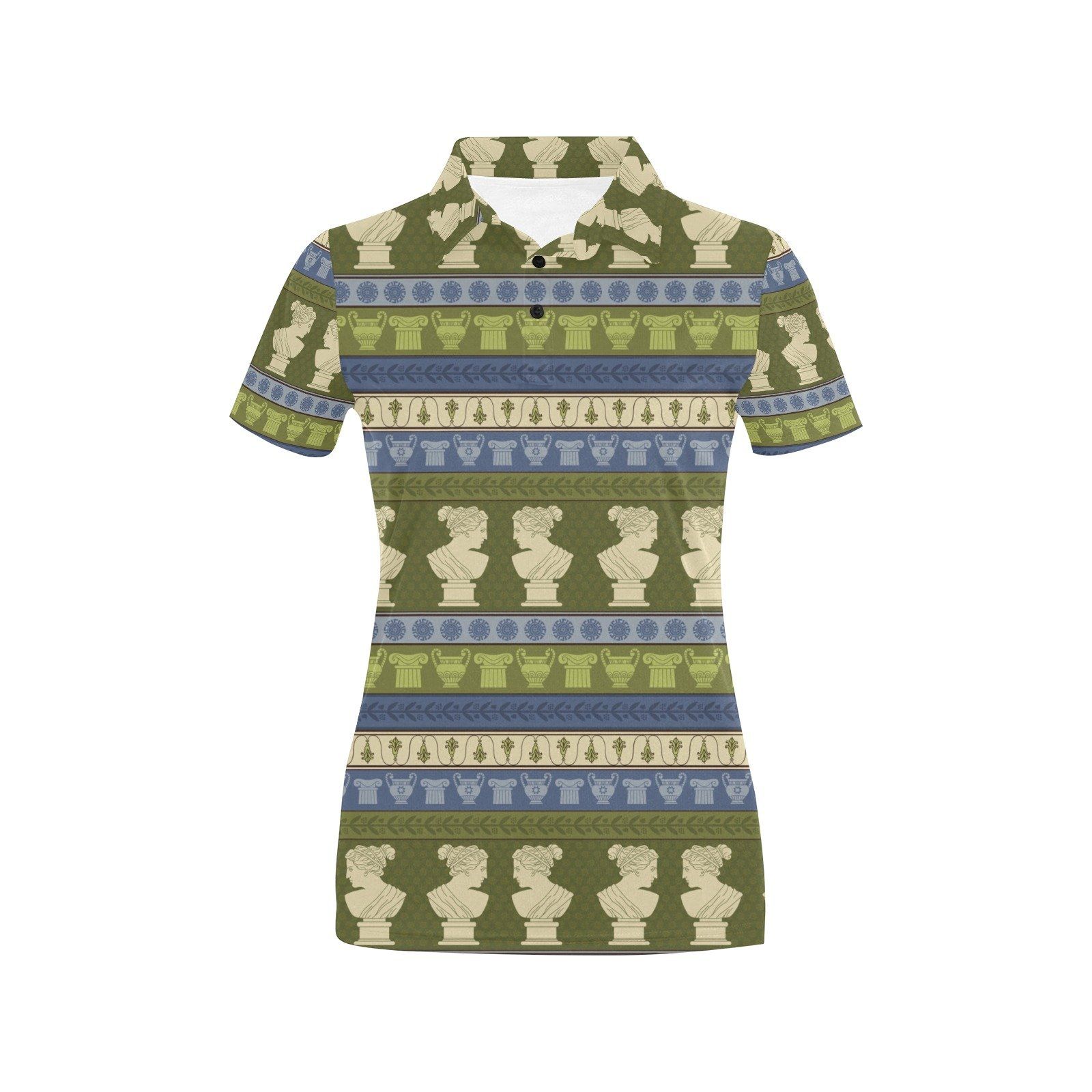 Ancient Greek Statue Print Design Lks301 Women'S Polo Shirt Ancient Greek Statue Print Design Lks301 Women'S Polo Shirt