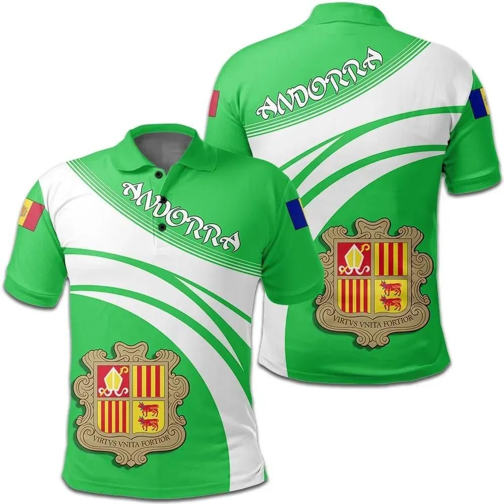 Andorra Coat Of Arms Polo Shirt Cricket Style J5W Andorra Coat Of Arms Polo Shirt Cricket Style J5W