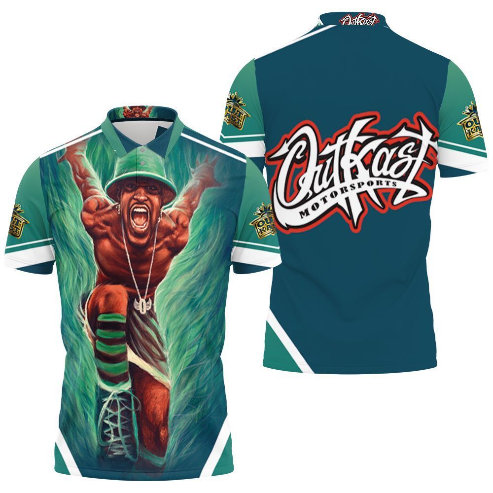 Andre 3000 Outkast Green Polo Shirt All-Over Print Andre 3000 Outkast Green Polo Shirt All-Over Print