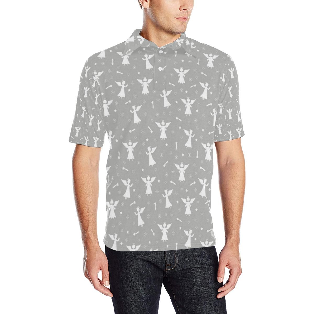 Angel Pattern Print Design 03 Men Polo Shirt Angel Pattern Print Design 03 Men Polo Shirt