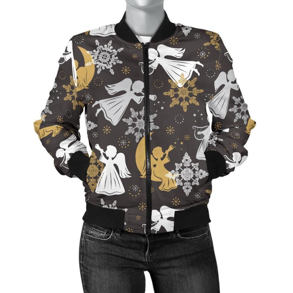 Angel-Snowflake-Print-Pattern-Women-Casual-Bomber-Jacket-1