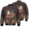 Animal Print Bomber Jacket - Cute Christmas Purple Reindeer Pattern Brown 3D Bomber Jacket - Gift For Christmas